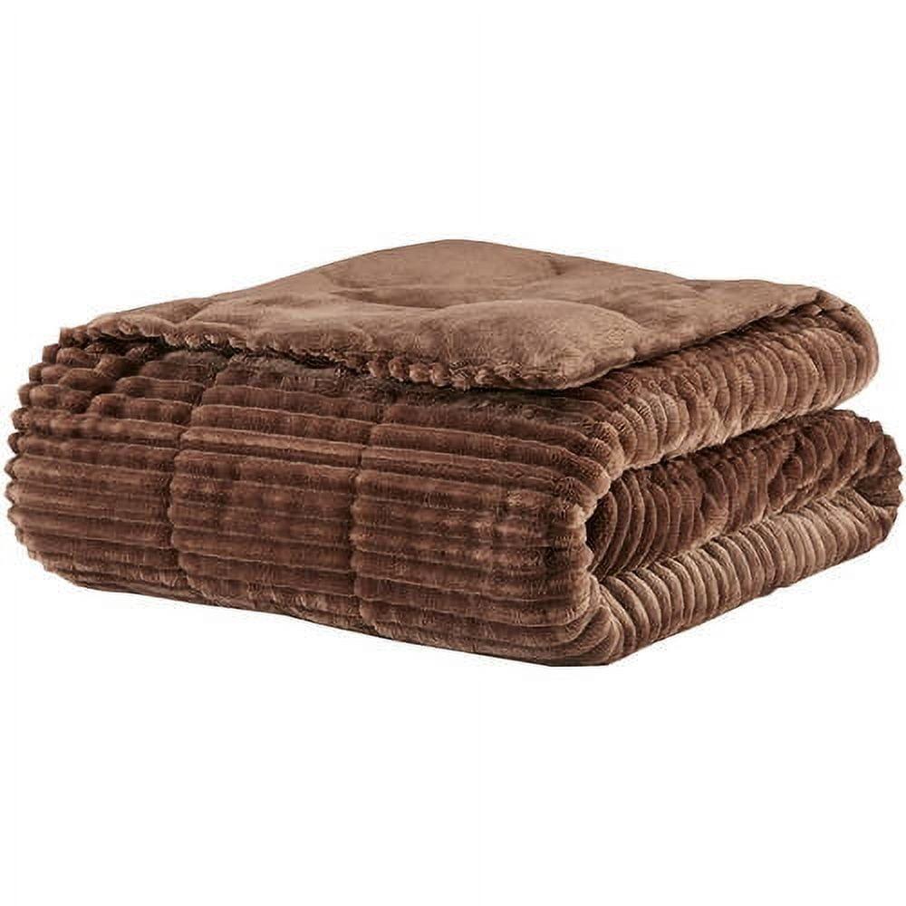 Brown Oversized Plush Down Alternative Throw Blanket