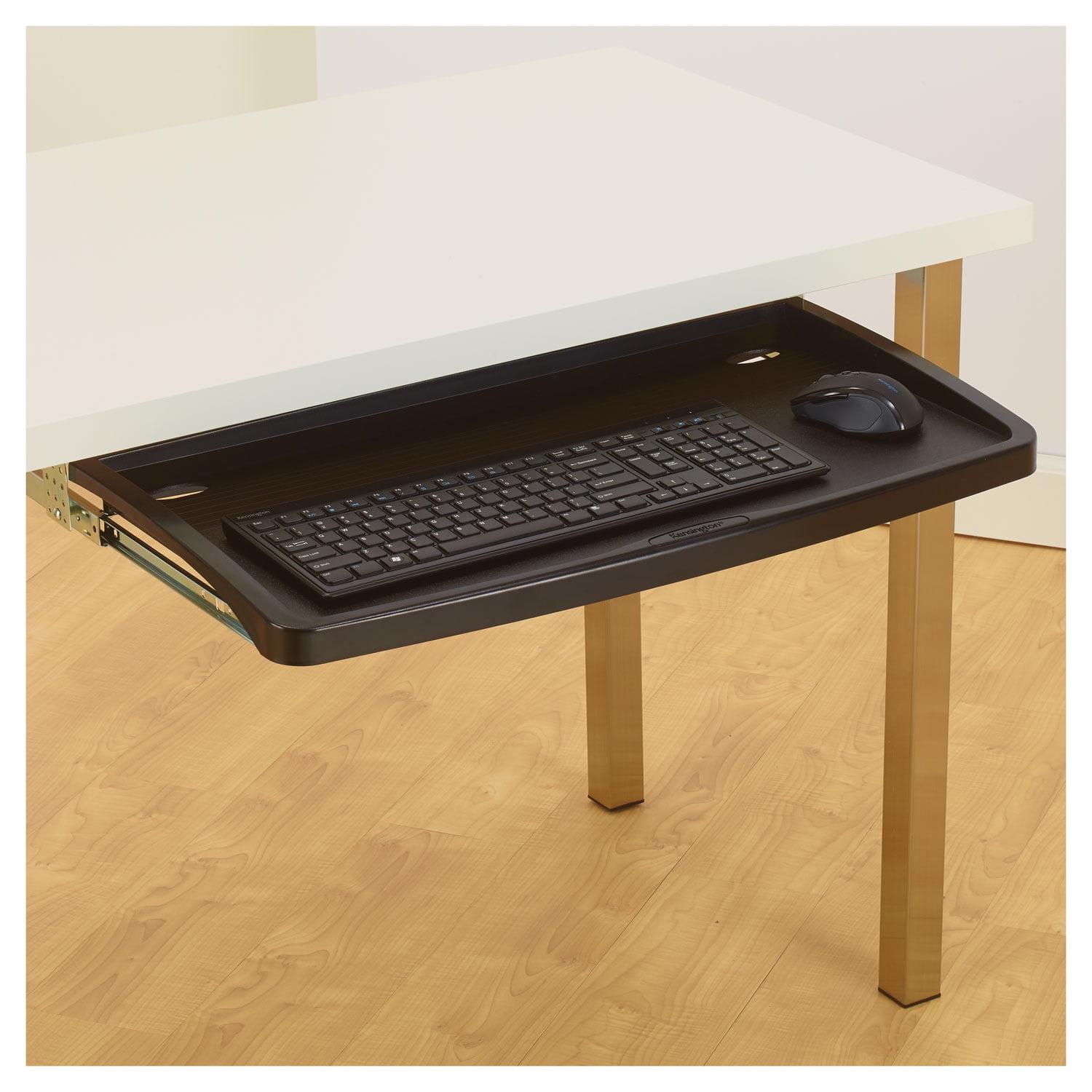 Black Adjustable Under-Desk Keyboard Drawer with Cable Management