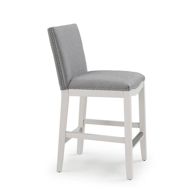 Comfort Pointe Arissa Counter Height Barstool Gray: Upholstered, Nailhead Trim, Wood Legs, Foam Fill