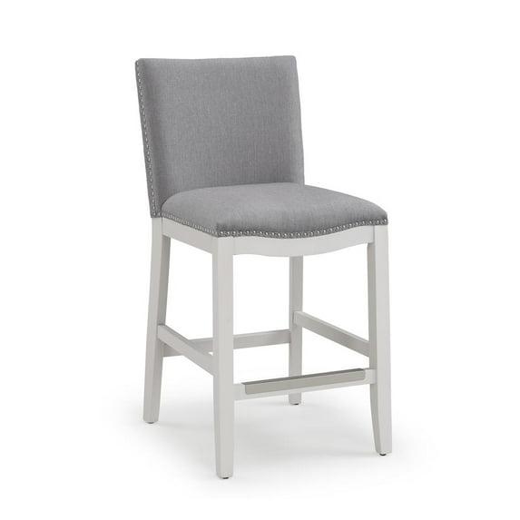 Comfort Pointe Arissa Counter Height Barstool Gray: Upholstered, Nailhead Trim, Wood Legs, Foam Fill