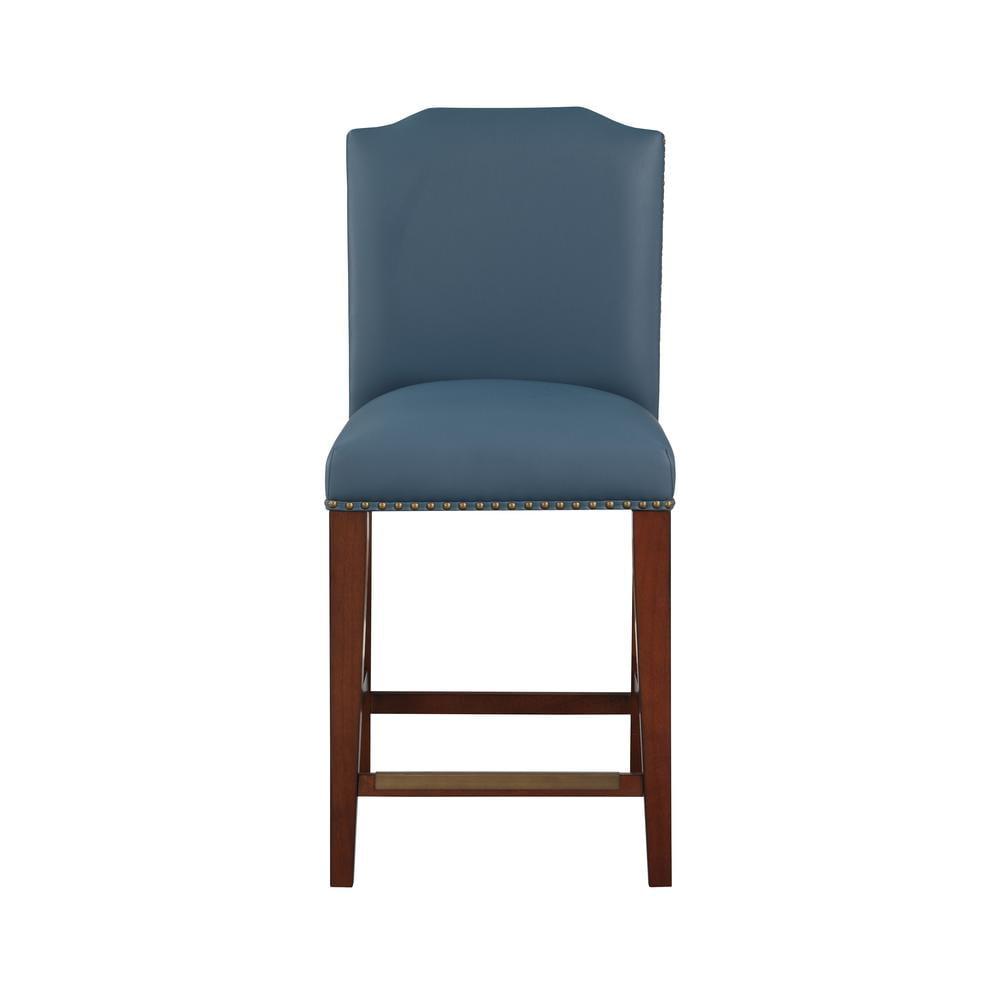 Comfort Pointe Bristol Counter Height Barstool: Espresso Finish, Faux Leather, Nailhead Trim