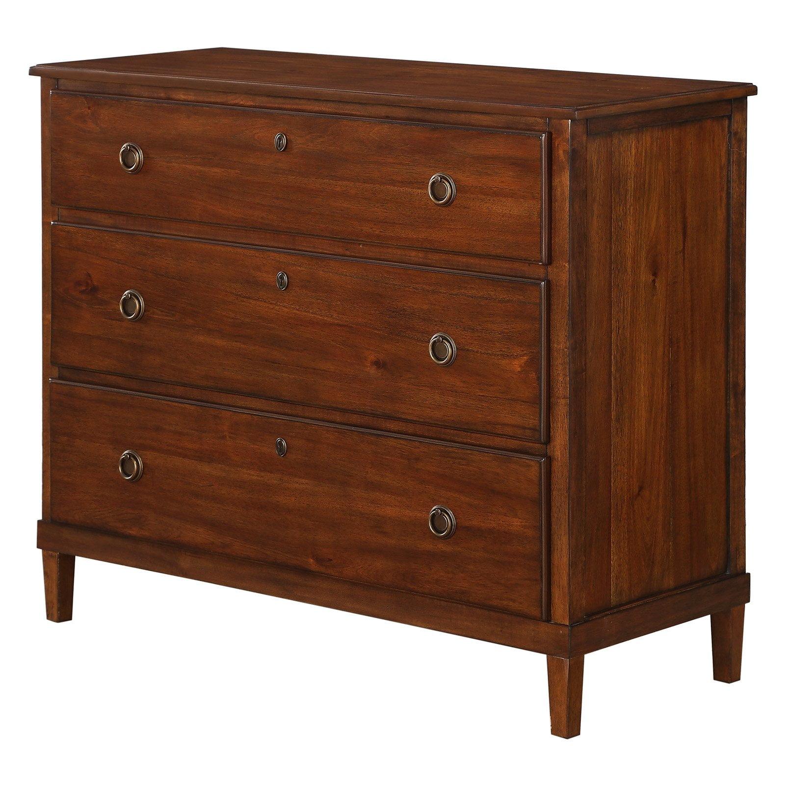 Cambridge Brown 3-Drawer Wood Dresser with Antique Bronze Pulls