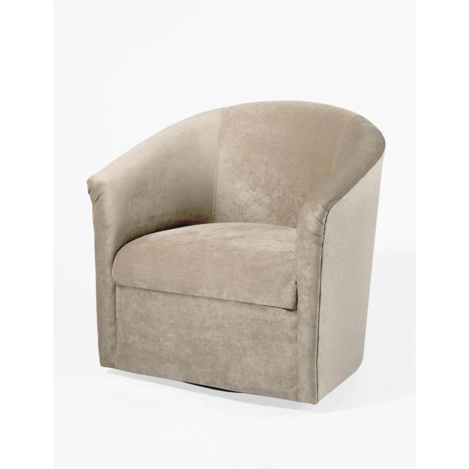 Elizabeth Beige Sand Microfiber Barrel Swivel Accent Chair