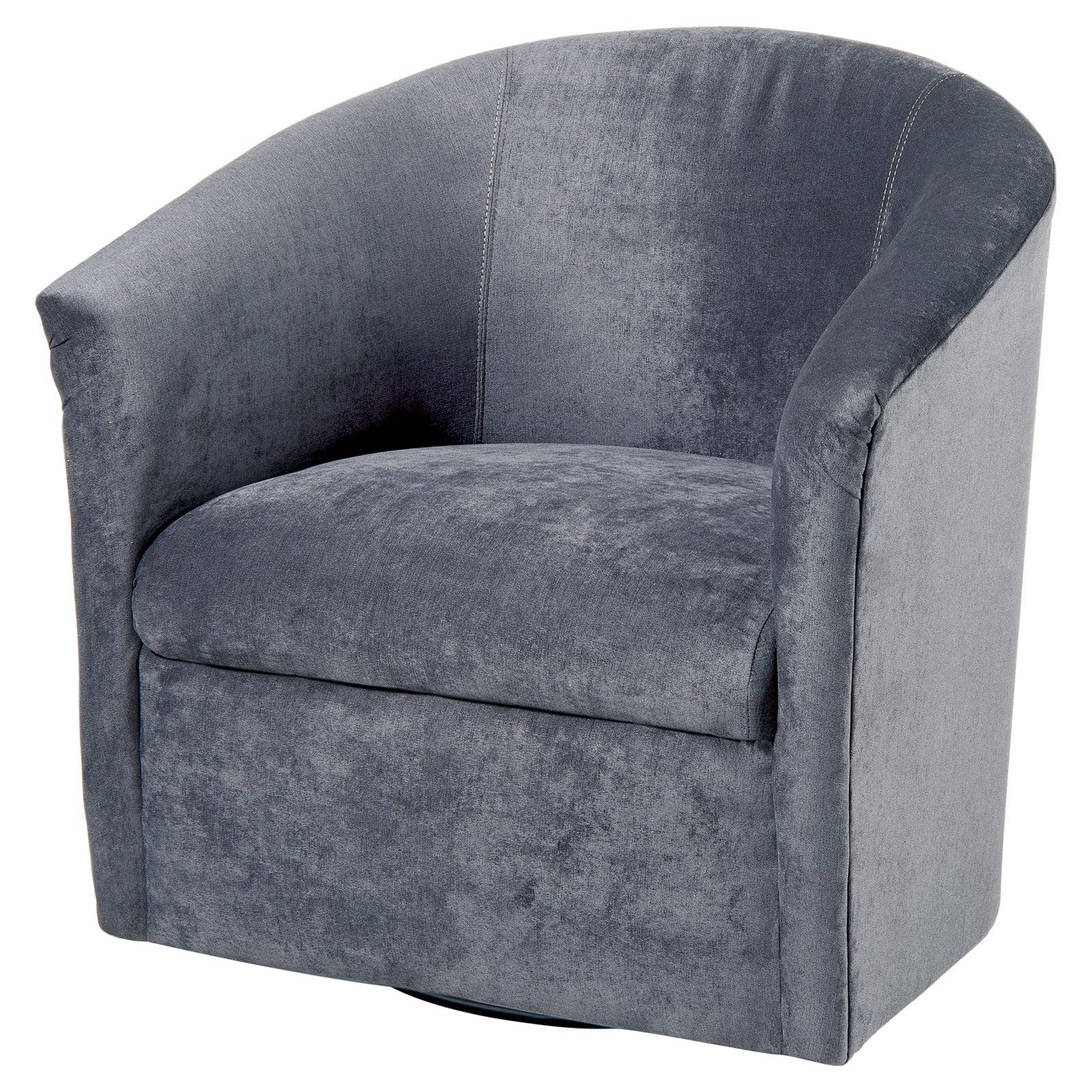 Elizabeth Charcoal Luxe Microfiber Barrel Swivel Chair