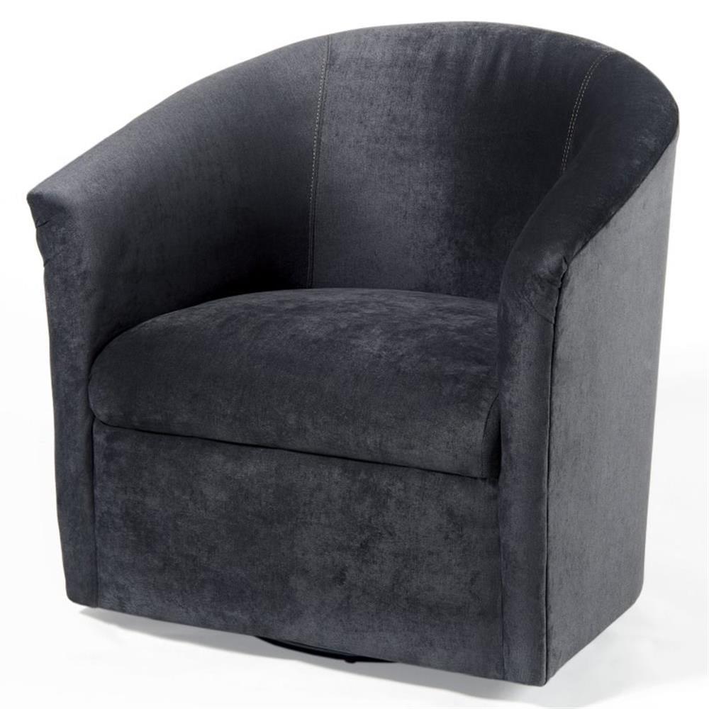 Elizabeth Charcoal Luxe Microfiber Barrel Swivel Chair