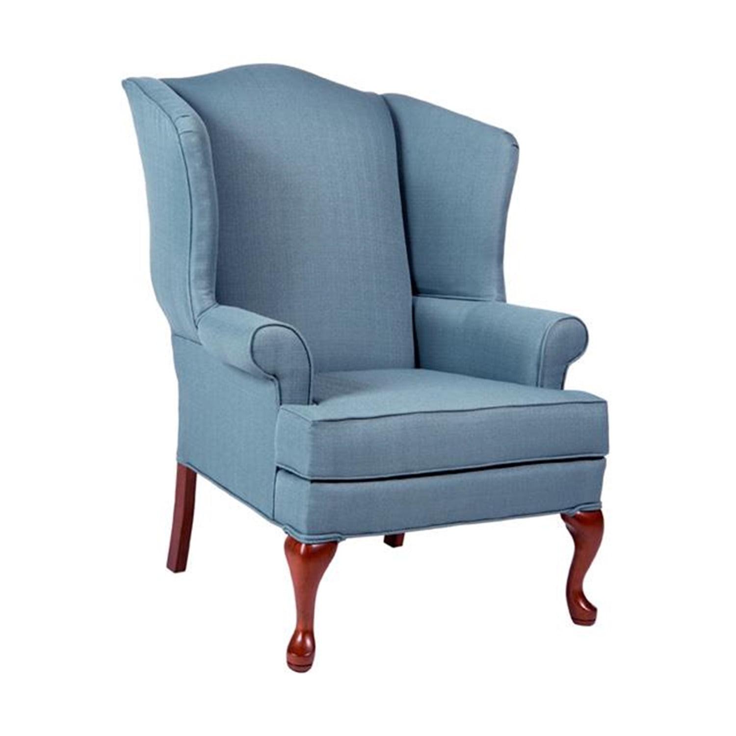 Comfort Pointe Erin Wing Back Accent Chair Blue: Handcrafted, Hardwood Frame, No Assembly Required