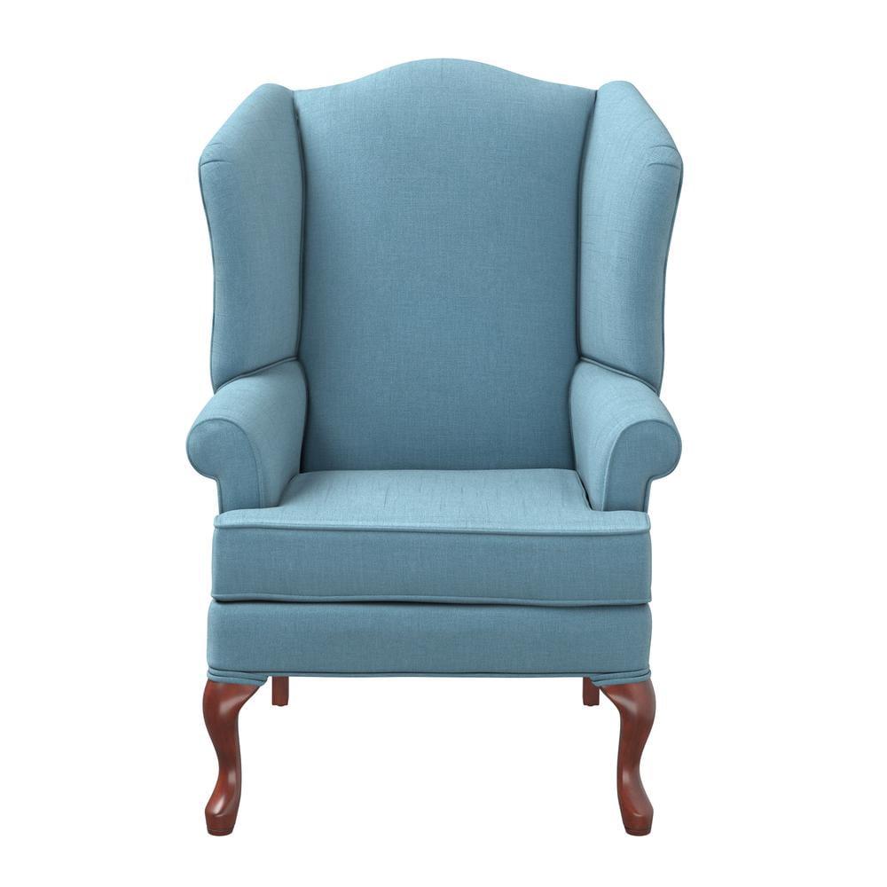 Comfort Pointe Erin Wing Back Accent Chair Blue: Handcrafted, Hardwood Frame, No Assembly Required
