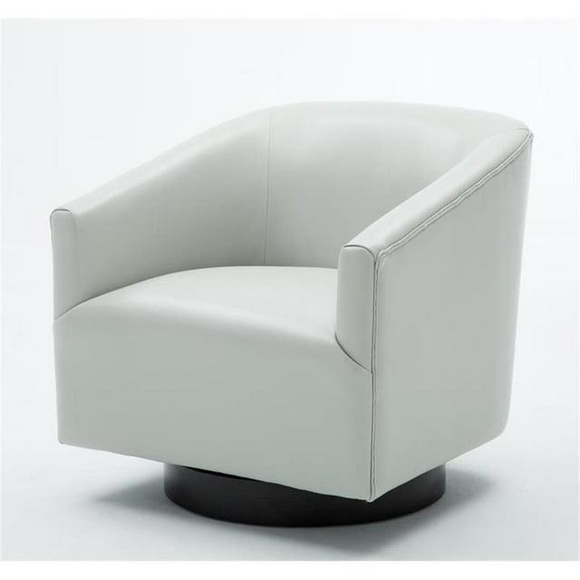 Comfort Pointe Gaven Wood Base Swivel Accent Chair Dove Gray: Faux Leather Upholstery, Foam-Filled, No Assembly Required