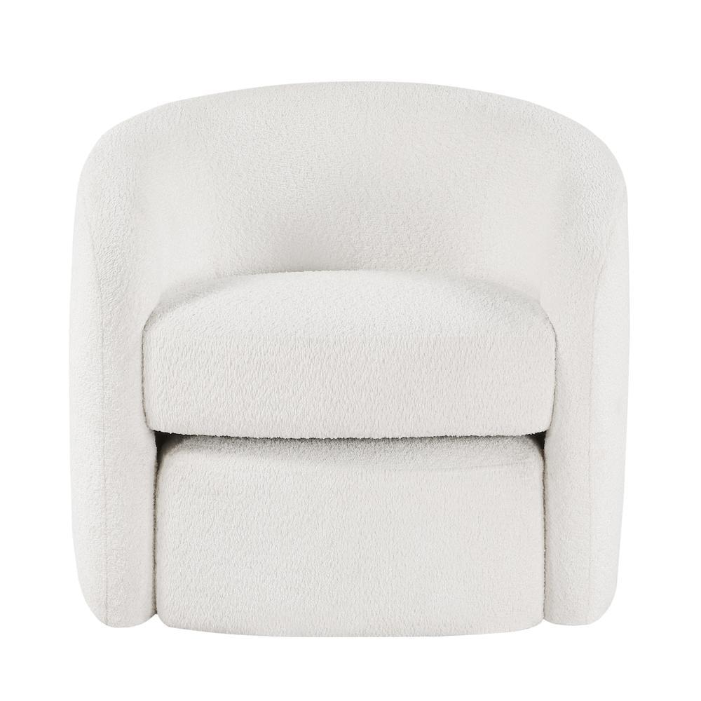 White Boucle Barrel Accent Chair with Ottoman