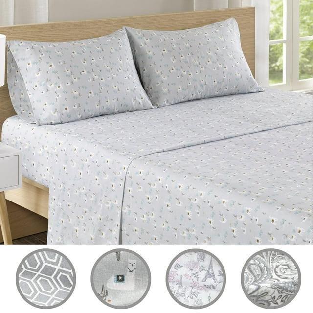 Comfort Spaces 100% Cotton Twin Sheet Set 3-Pieces Gray Lama Lightweight Breathable All Season Cozy Sheet Set