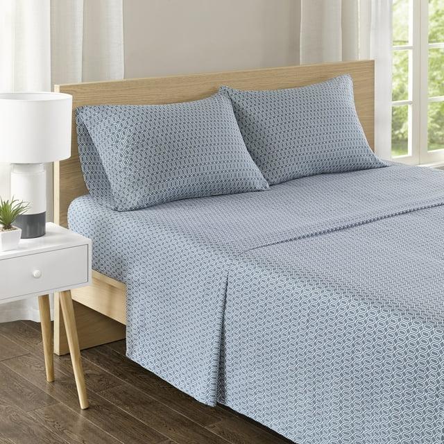 Comfort Spaces Diamond 100% Cotton Printed Sheet Set, Queen, Blue
