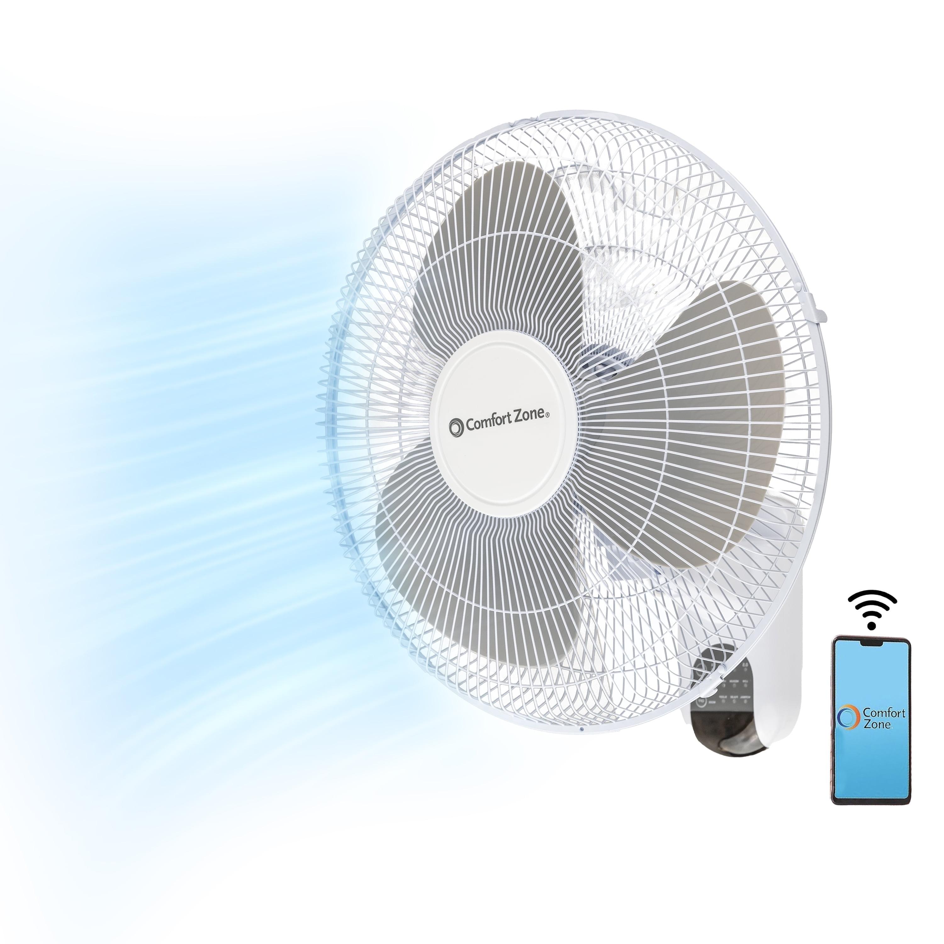UNIVERSAL WINDOW SOLUTIONS Oscillating Wall Mount Fan With Adjustable Vertical Tilt, 16 Inch, 3 Speed, Metal Grille, 90 Degree Oscillation, 3 Modes: Normal, Pulse, And Sleep, 4H Timer, & Wi-Fi App Control