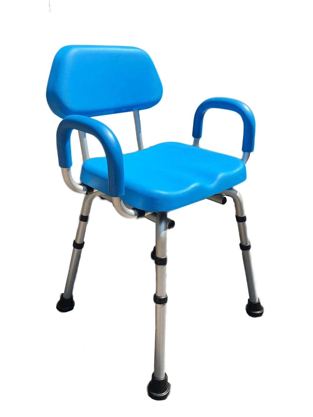 ComfortAble Deluxe Padded Shower Chair with Armrests, Solid Blue