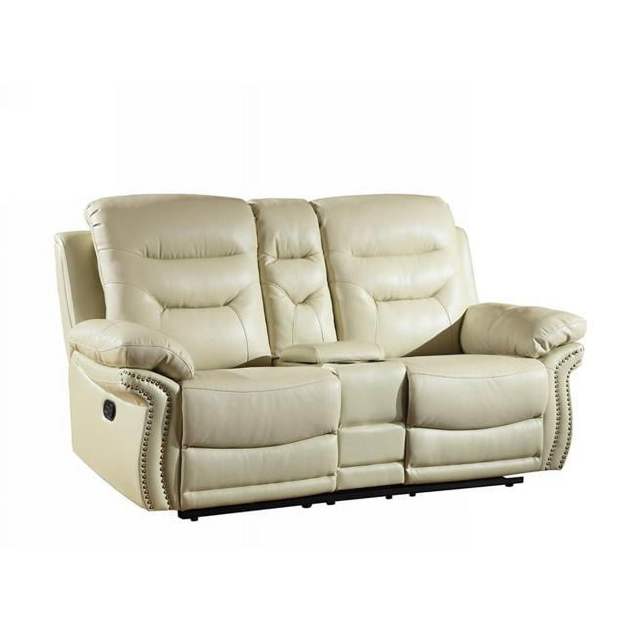 Beige Microfiber 75" Loveseat with Storage and Pillow-top Arm