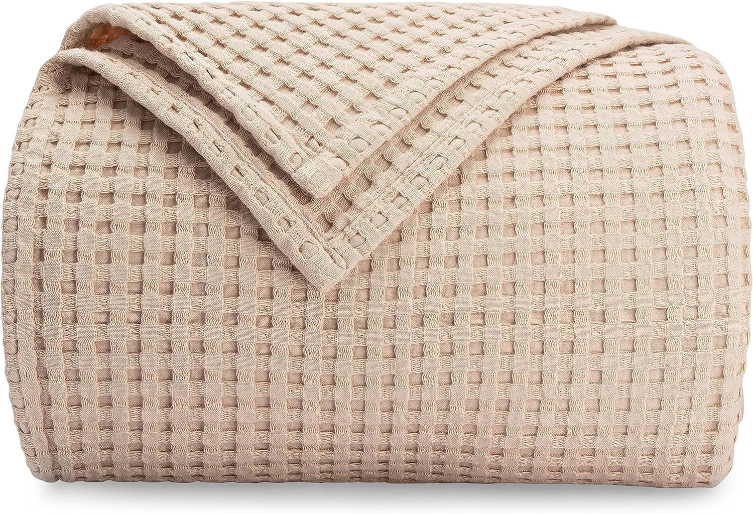 King Blush Cotton Waffle Weave Throw Blanket