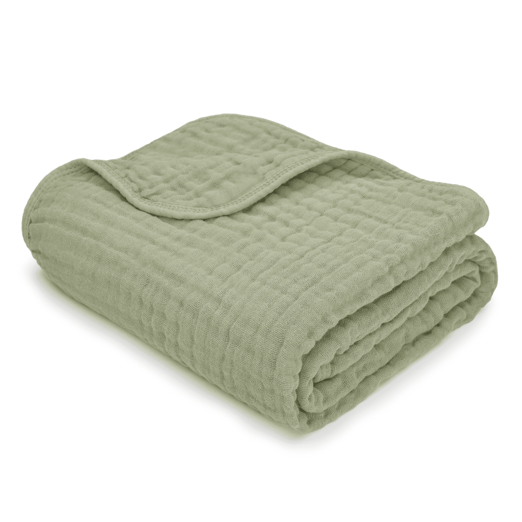 Sage Muslin Cotton Baby Blanket with 6-Layer Plush Softness