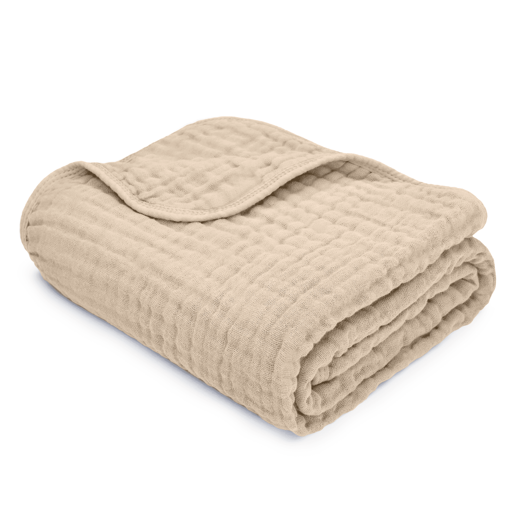 Large Sand Organic Muslin Cotton Baby Blanket