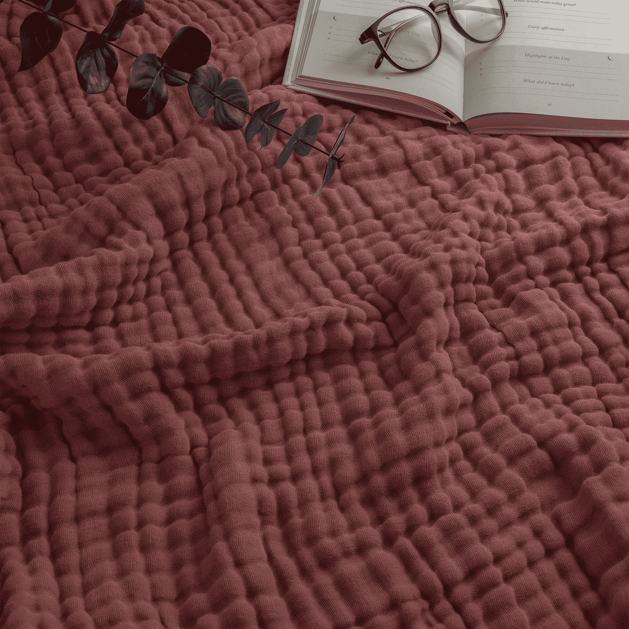 Muslin Blanket for Adults, Extra Large Twin 90” x 66” By Comfy Cubs - Wine