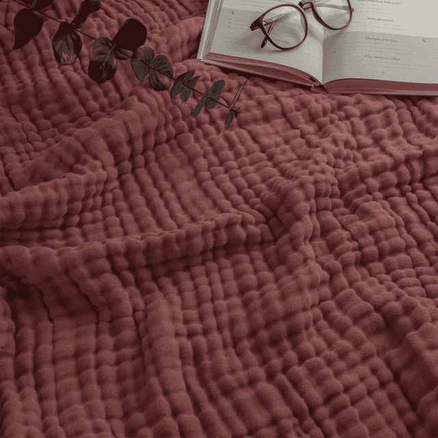 Muslin Blanket for Adults, Extra Large Twin 90” x 66” By Comfy Cubs - Wine