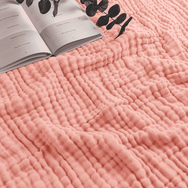 Muslin Blanket for Adults, Extra Large Throw 50" x 60" By Comfy Cubs - Lace Pink