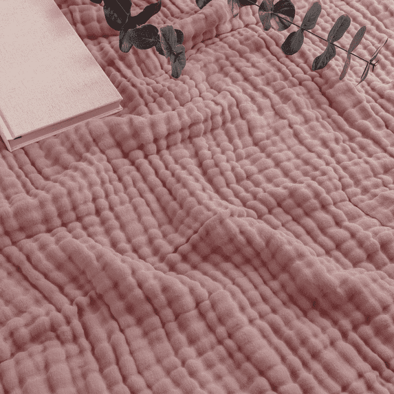 Muslin Blanket for Adults, Extra Large Throw 50" x 60" By Comfy Cubs - Mauve