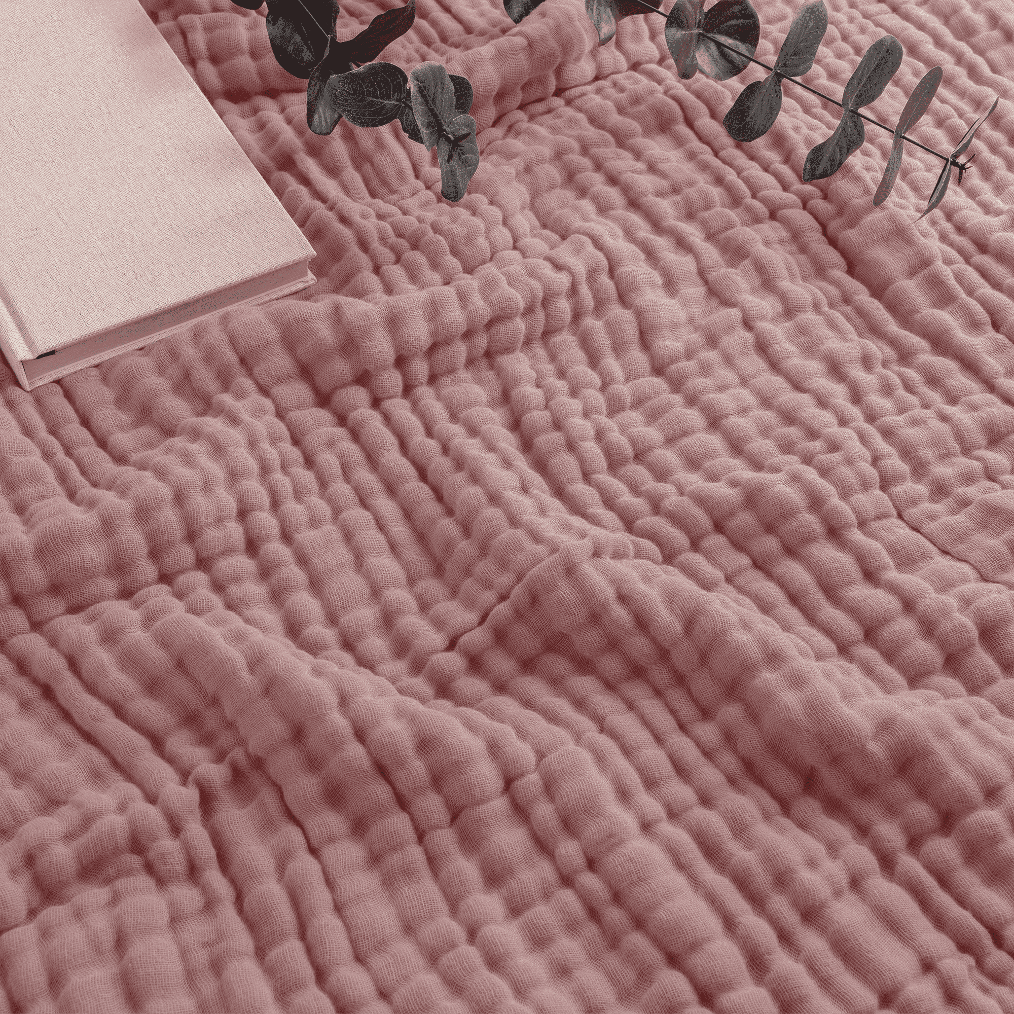 Muslin Blanket for Adults, Extra Large Throw 50" x 60" By Comfy Cubs - Mauve