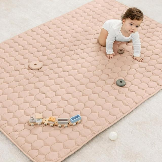 Comfy Cubs Play Mat, Rectangle (Medium) 48” x 72” for Kids & Toddler, Non-Slip Bottom - Blush