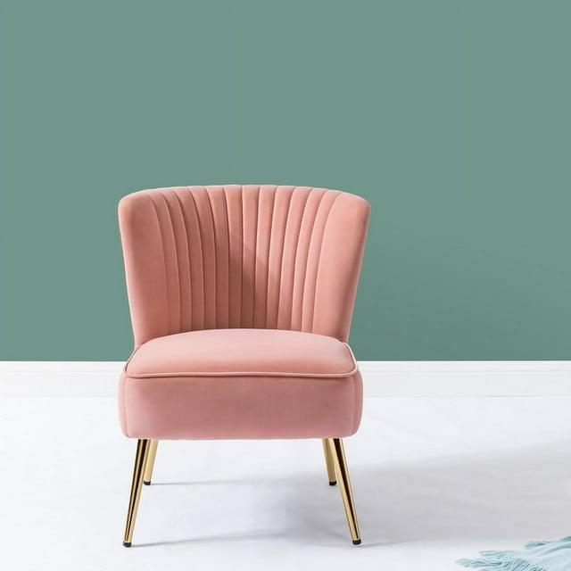 HULALA HOME Monica Upholstered Modern Tufted Accent Side Chair with Gold Legs by  PINK