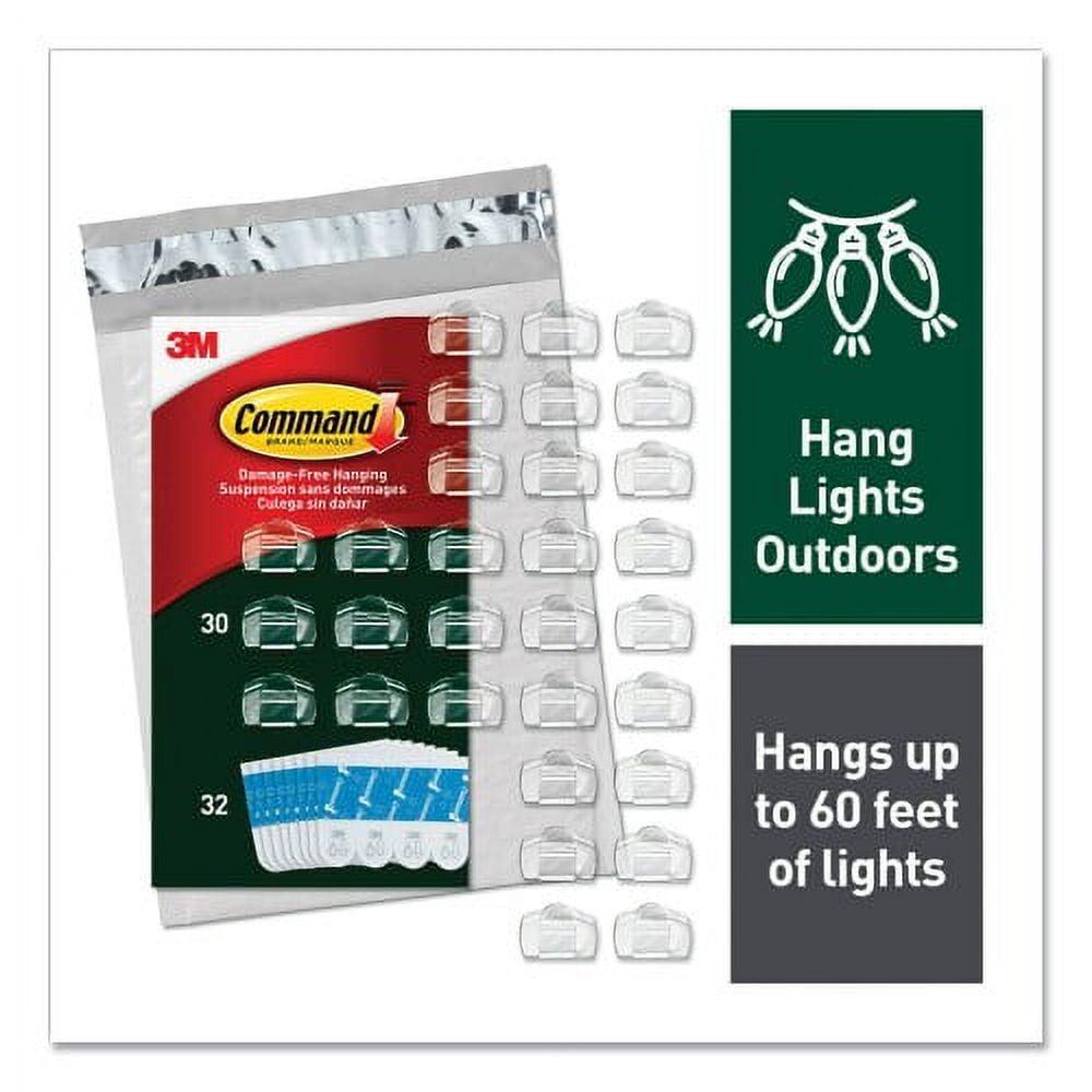 Clear Outdoor Light Clips with Adhesive Strips, 30-Pack