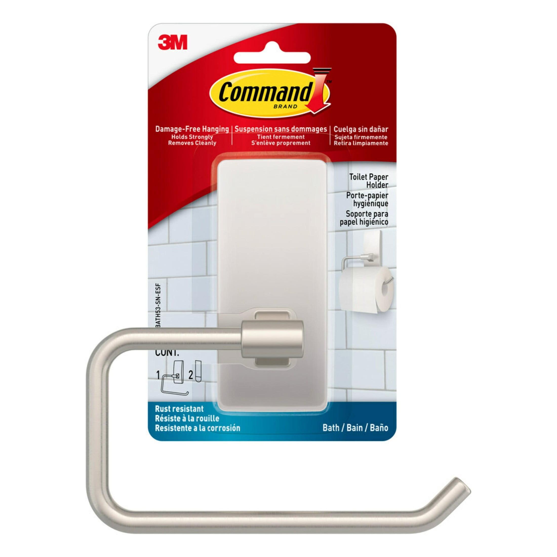 Command Bath Satin Nickel Toilet Paper Holder, 1 Toilet Paper Holder, 2 Strips