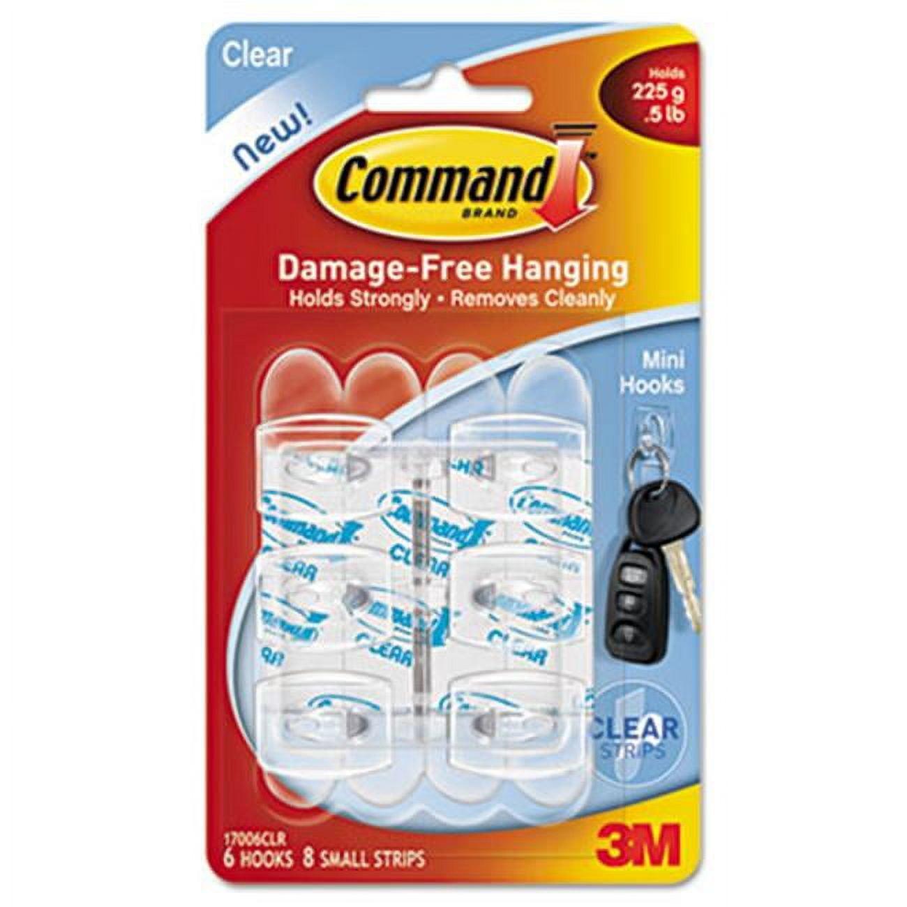 Command  Clear Hooks and Strips  Plastic  Mini  6 Hooks with 8 Adhesive Strips per Pack