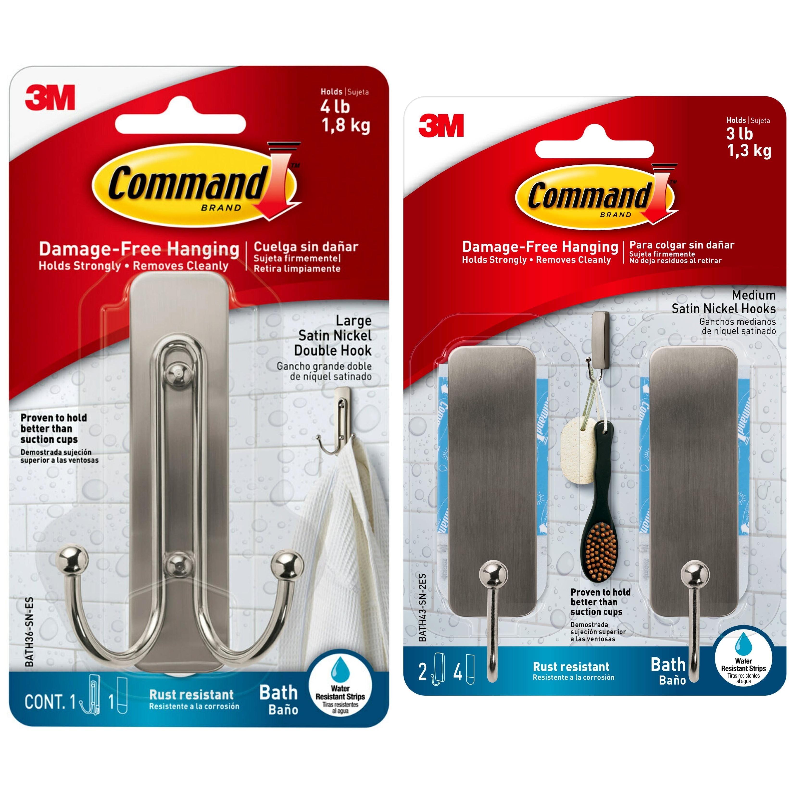 Command Bath Double Wall Hook Metal Satin