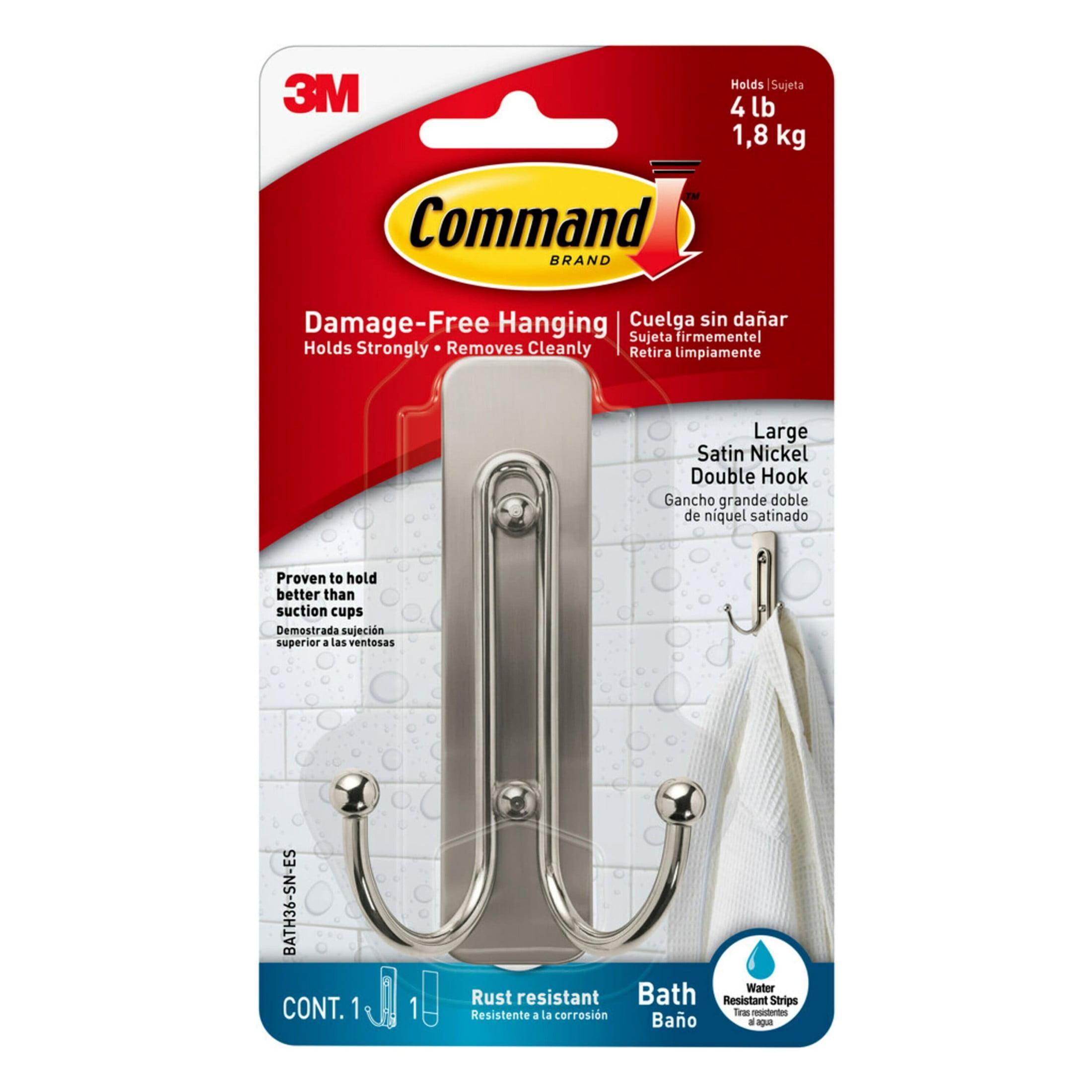 Command Bath Double Wall Hook Metal Satin