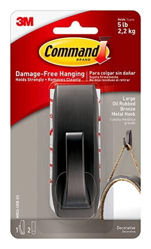 Large Oil Rubbed Bronze Metal Hook with Adhesive Strips