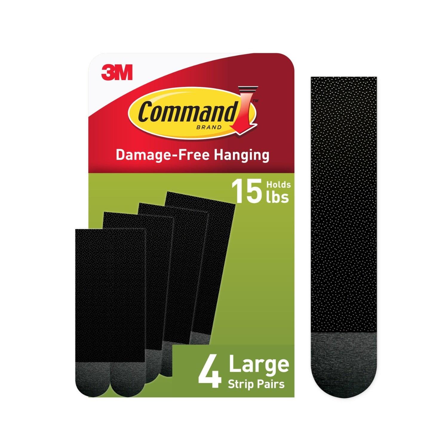 Command Large Picture Hanging Strips Black: Heavy Duty Adhesive, 3.649" Length, 0.751" Width, Plastic