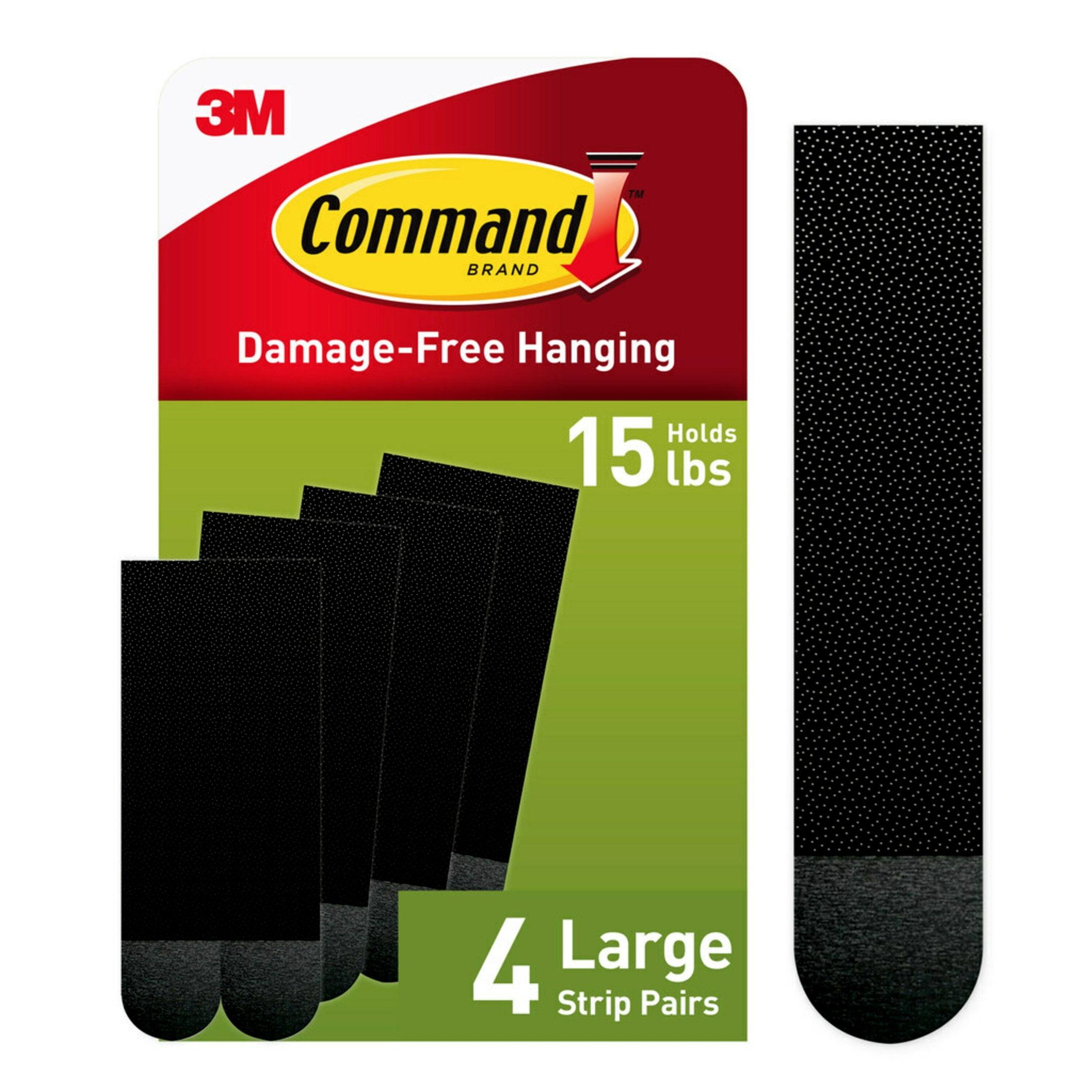 Large Black Picture Hanging Strips, 4 Pairs