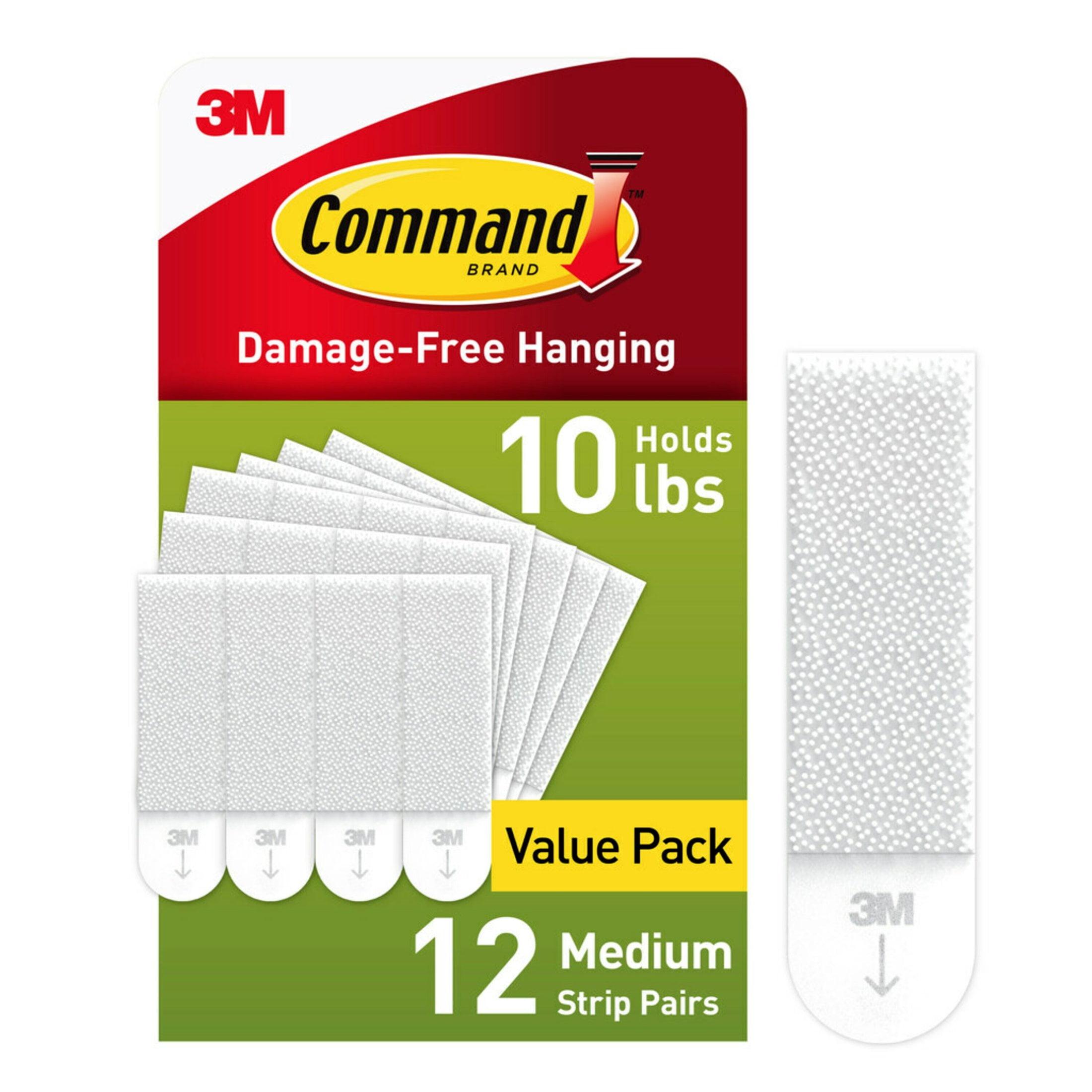 Medium White Damage-Free Picture Hanging Strips, 12 Pairs