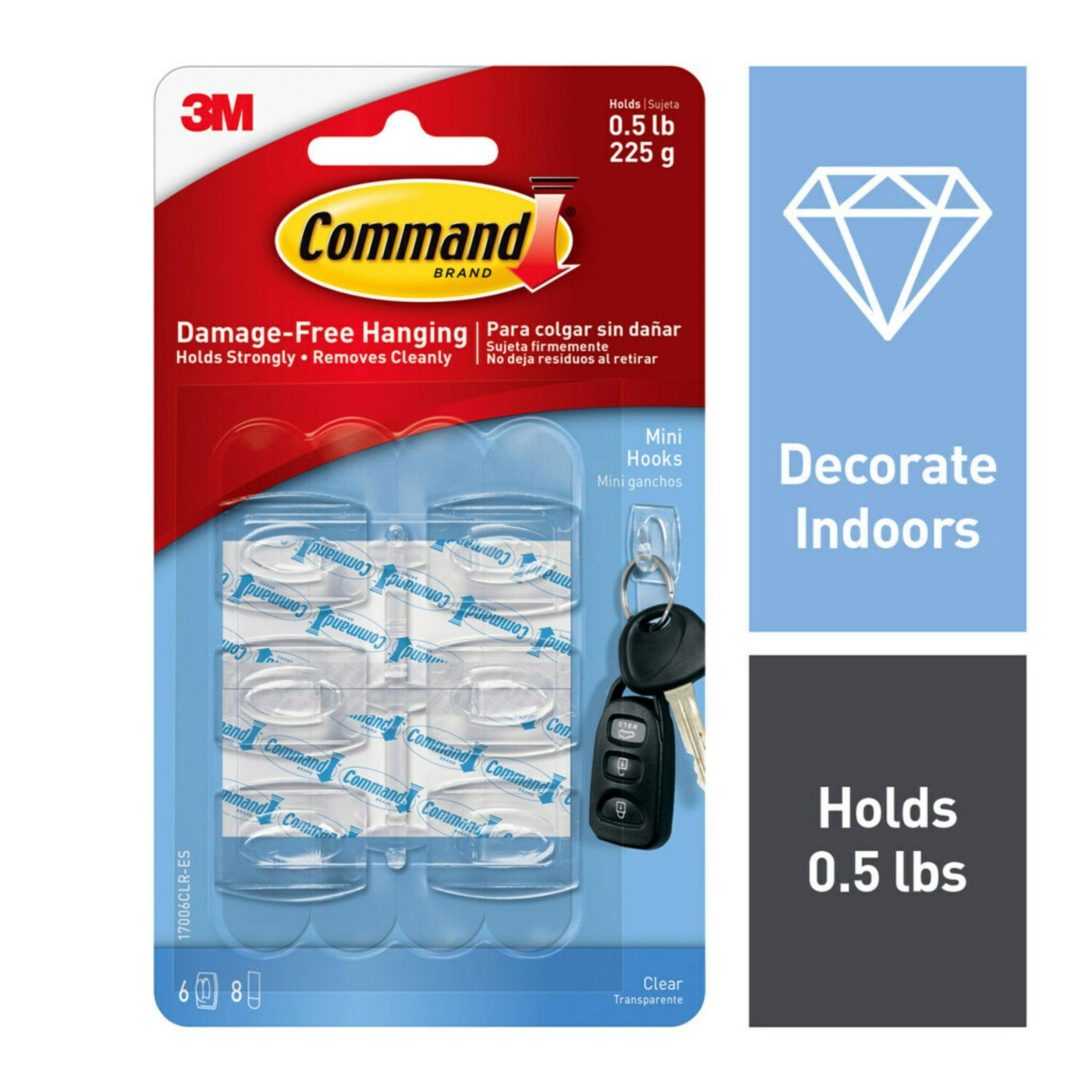 Command Clear Mini Adhesive Wall Hooks, 6-Pack