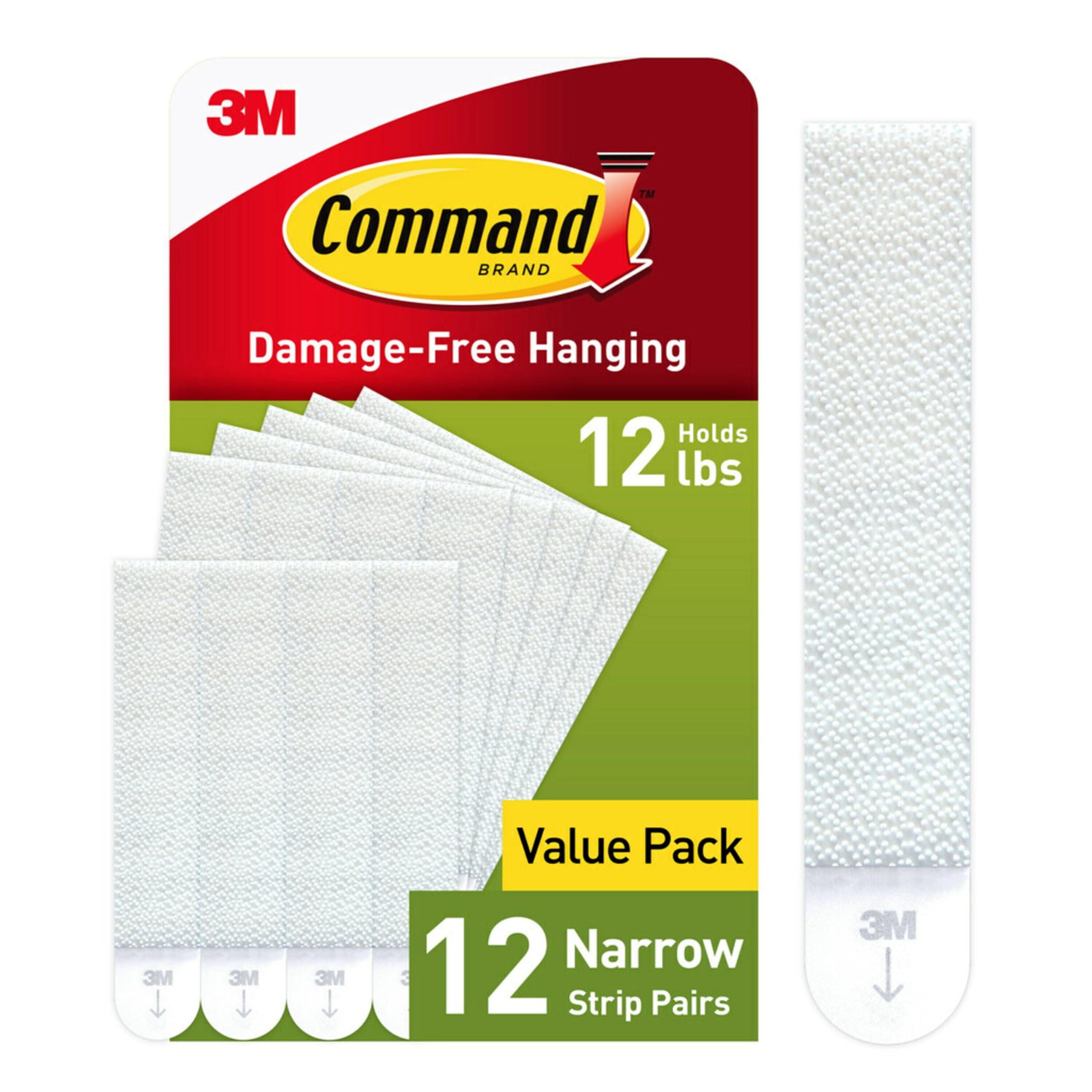 Command Narrow Picture Hanging Strips, White, 12-Pairs, Easy to Open Packaging