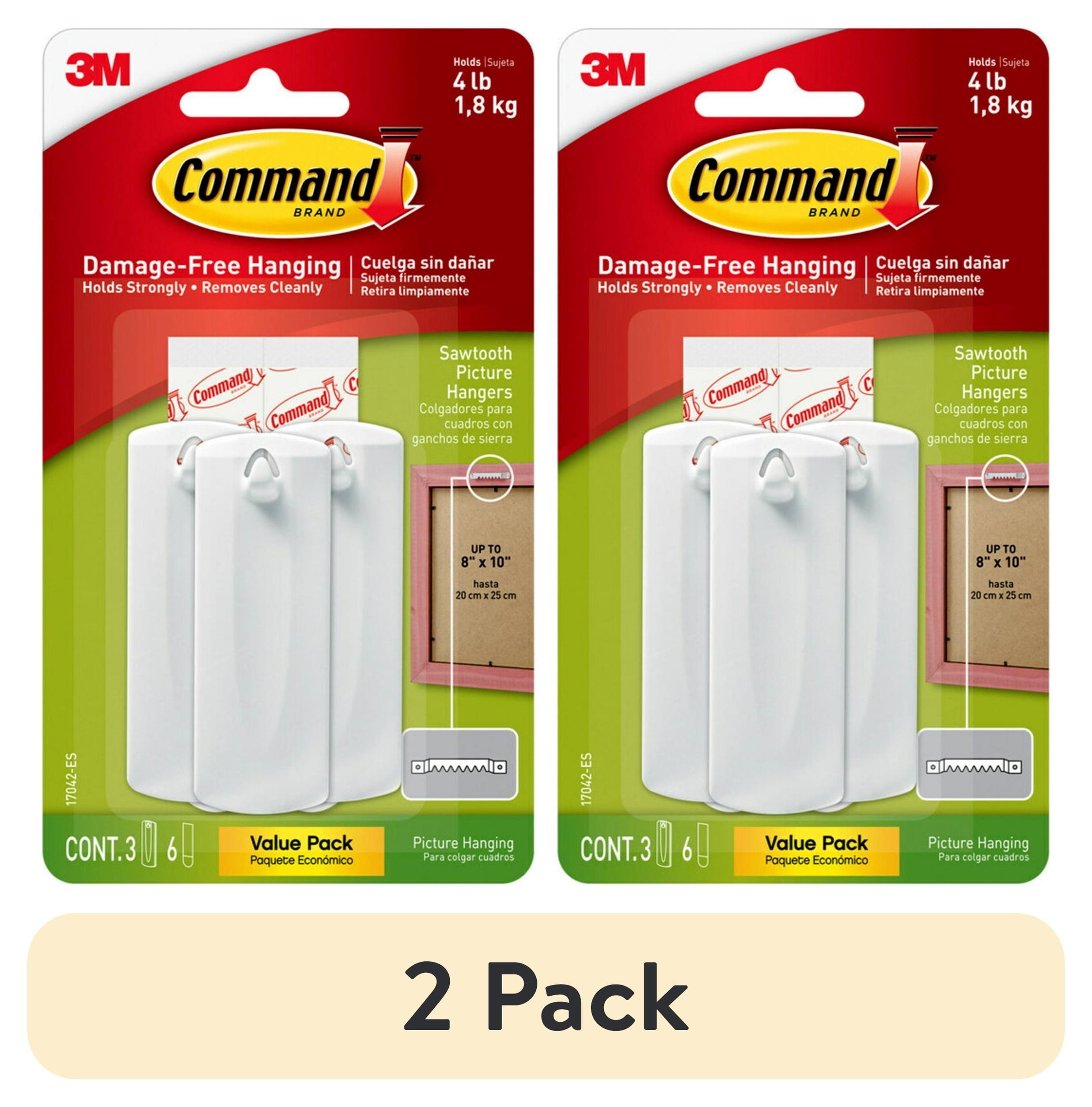 Command Sawtooth Picture Hanger, White, 3 Hangers, 6 Strips Per Pack