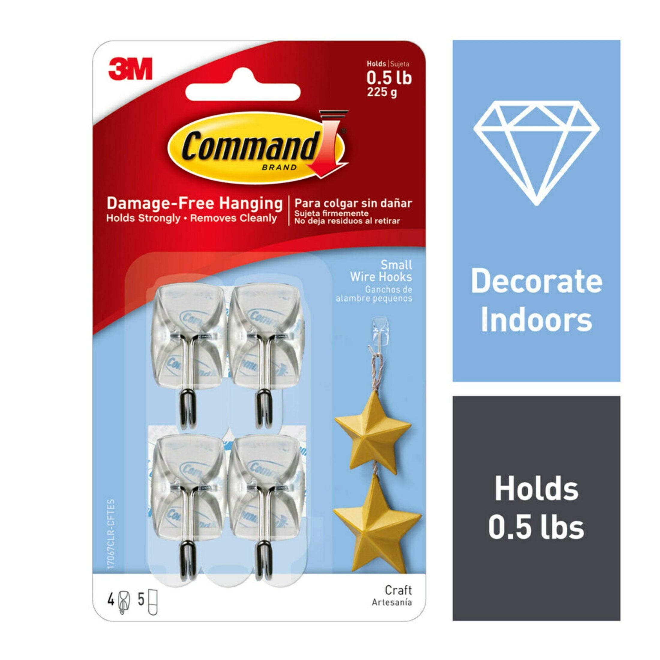 Command Clear Small Adhesive Wire Hooks with Strips