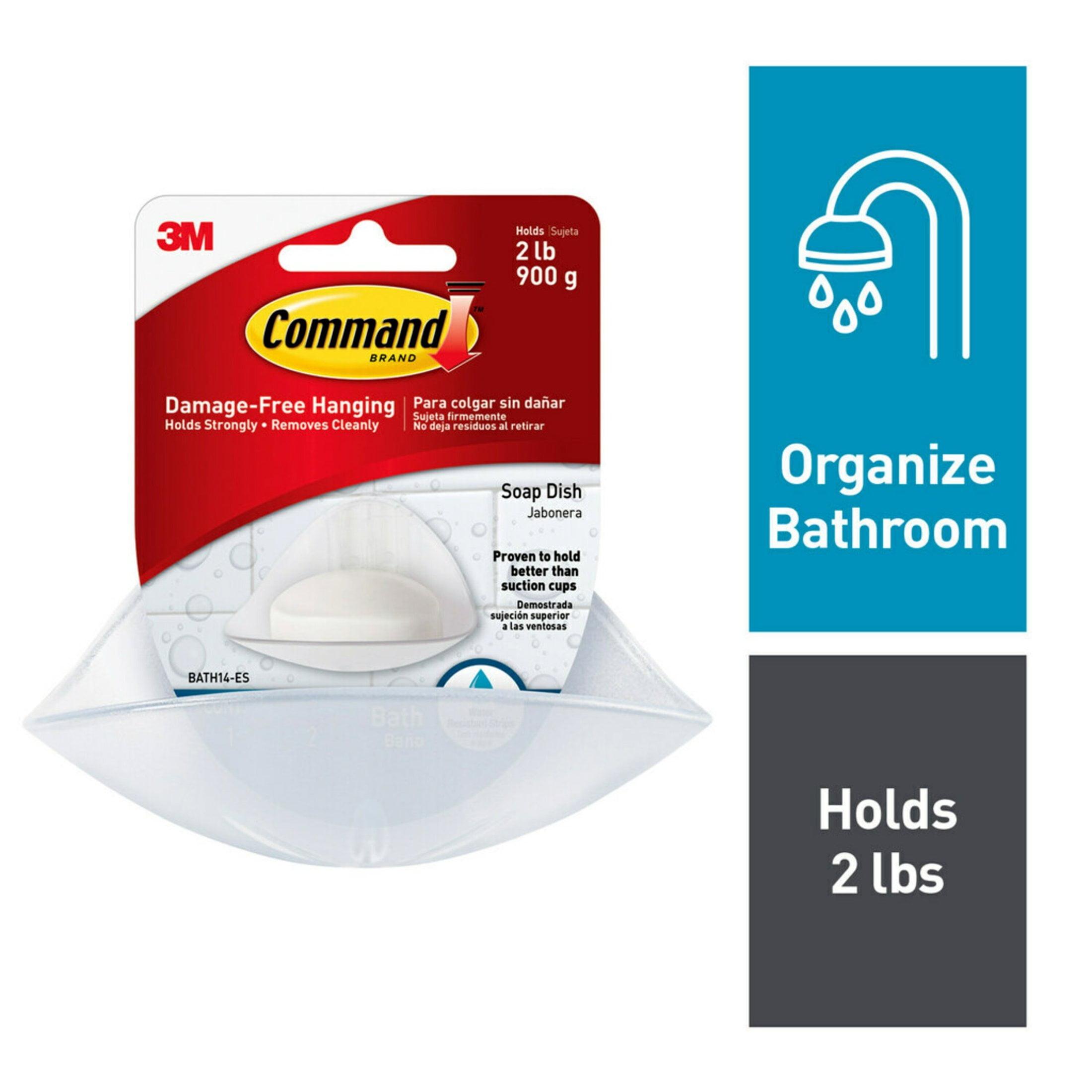 Command Soap Dish, Frosted, 1 Dish, 2 Mounting Bases, 2 Medium Strips/Pack