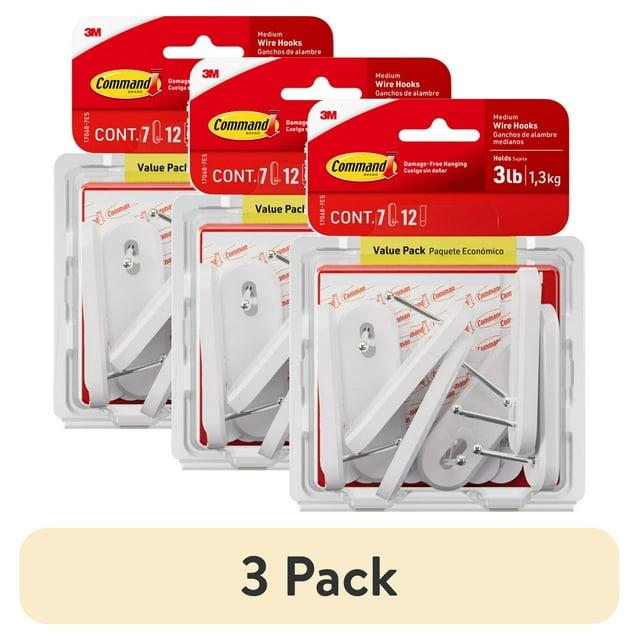 Command Medium Sized Wire Decorative Hooks White: Adhesive Wall Hooks, 3 lb Capacity, 7 Pack