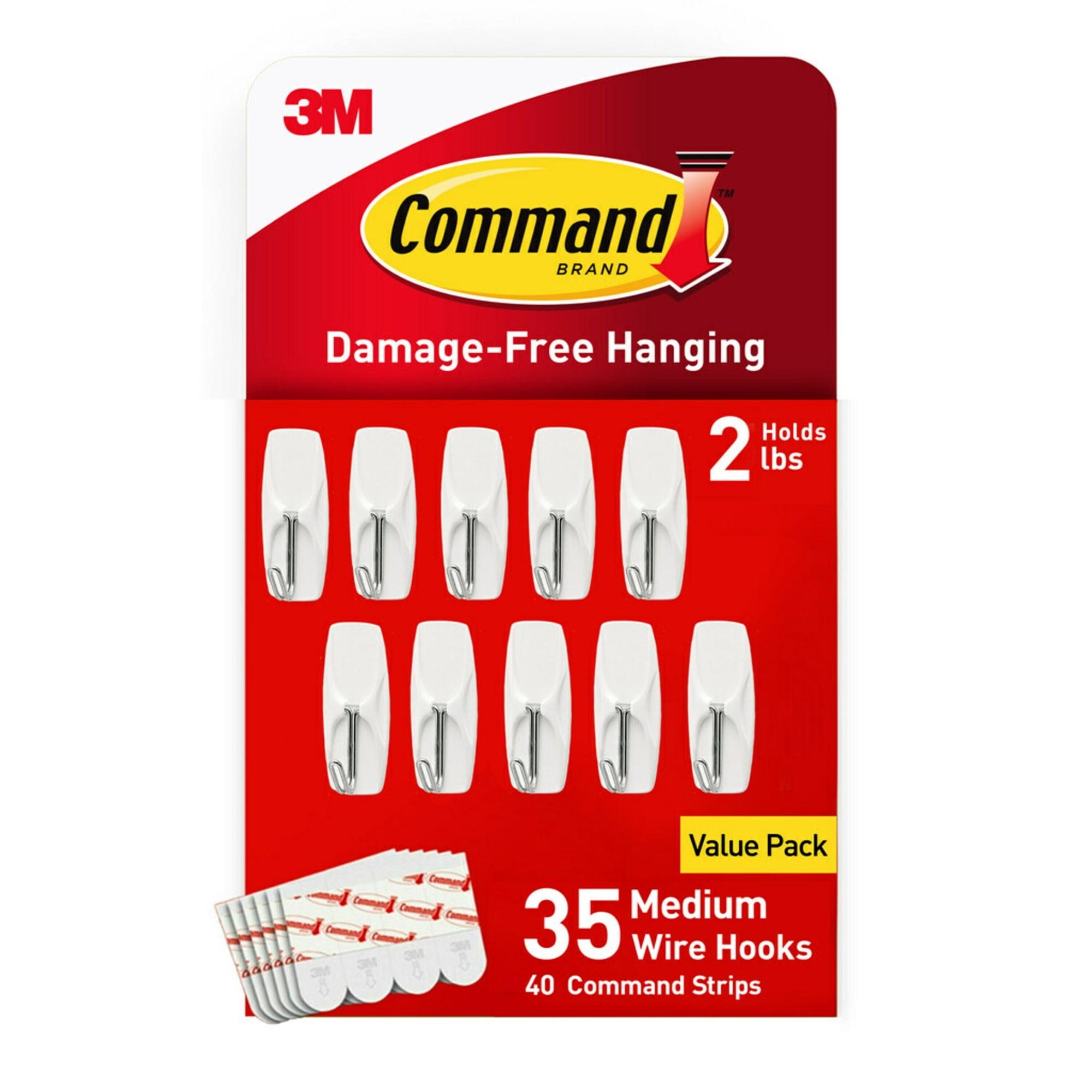 Command Medium Wire Hooks, 35 Hooks, 40 White Adhesive Strips, Damage Free Hanging Picture Hangers, No Tools Wall Hanging Strips For Living Spaces