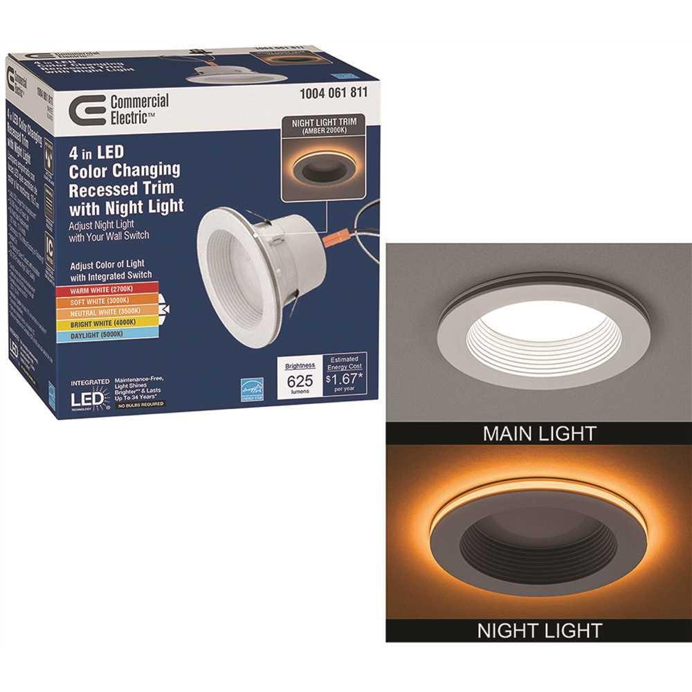 Commercial Electric 4" LED Recessed Light Trim with Night Light Feature Dimmable