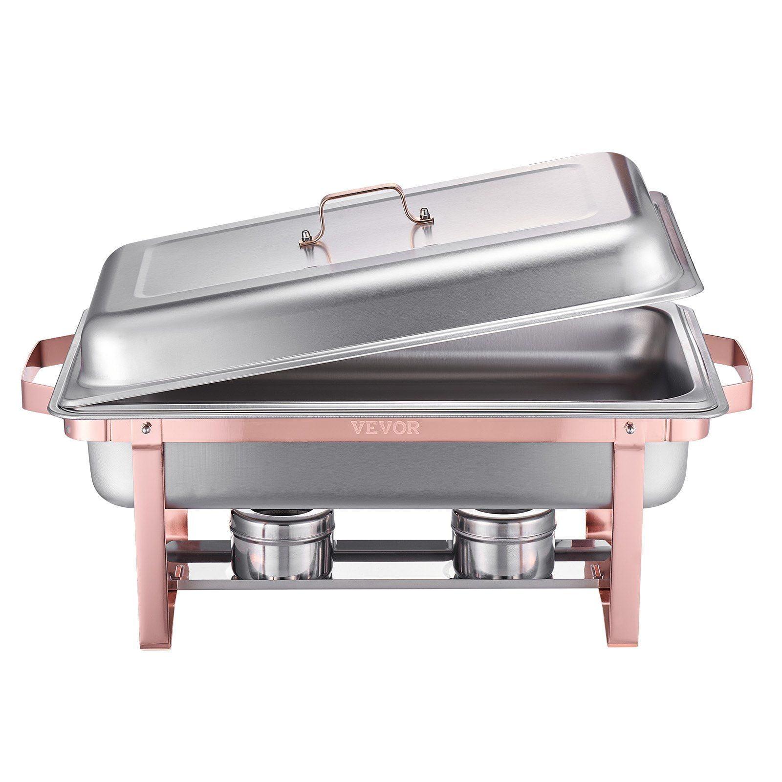 KFFKFF 2 Pack Chafing Dish Buffet Set, 8 Qt Stainless Steel Chafing Dishes with 2 Full Size Trays, Lid, Water Tray, Stand, and Fuel Holder, Ideal for Parties, Events, Wedding, Camping, Dinner