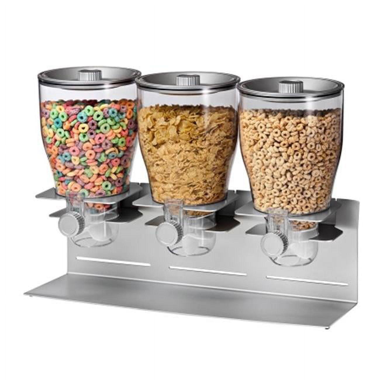 Zevro by Honey-Can-Do Plastic and Steel 52.5 oz Triple Dry Food Dispenser, Silver/Clear