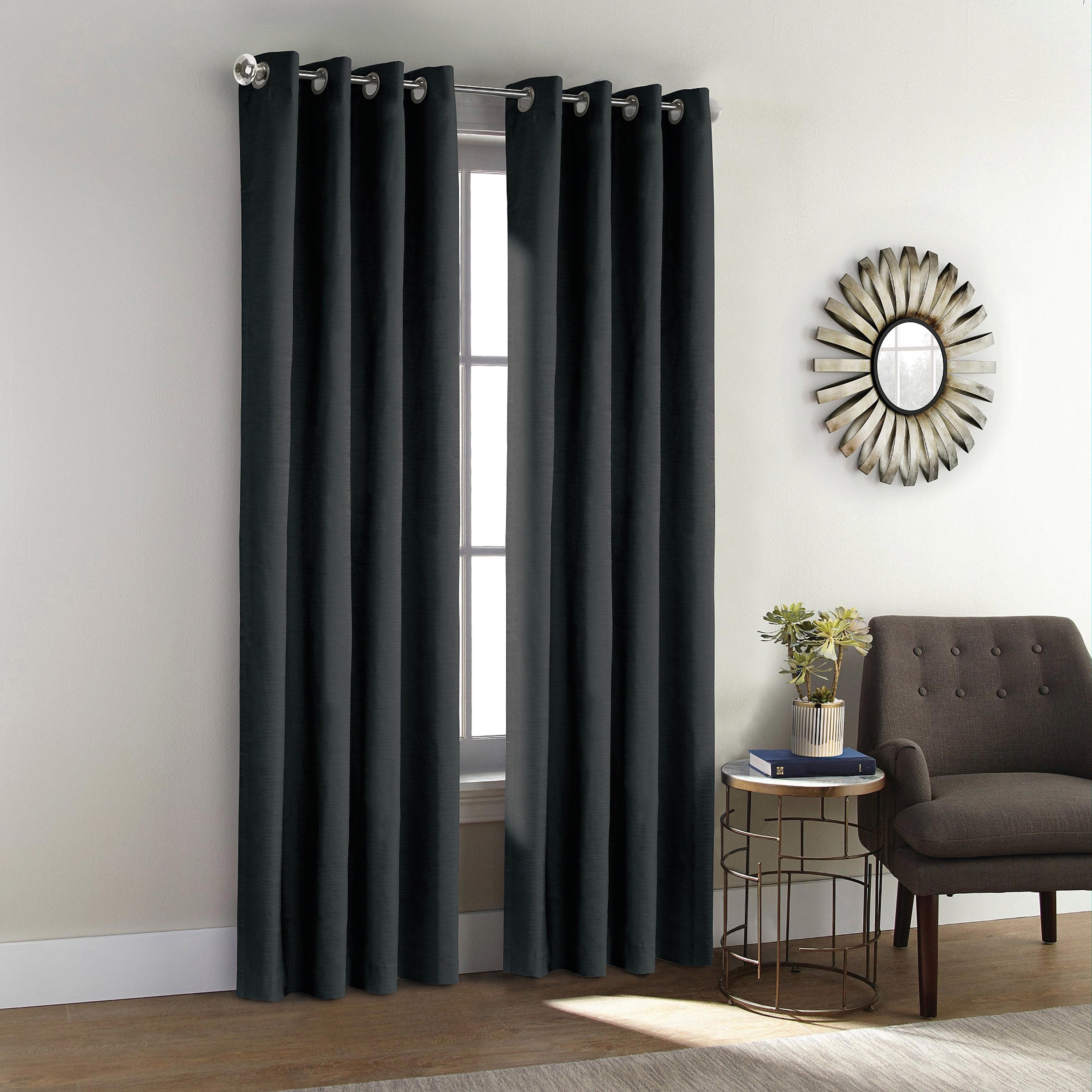 Commonwealth Shadow Grommet Dressing Window Curtain Panel - 52x95", Black