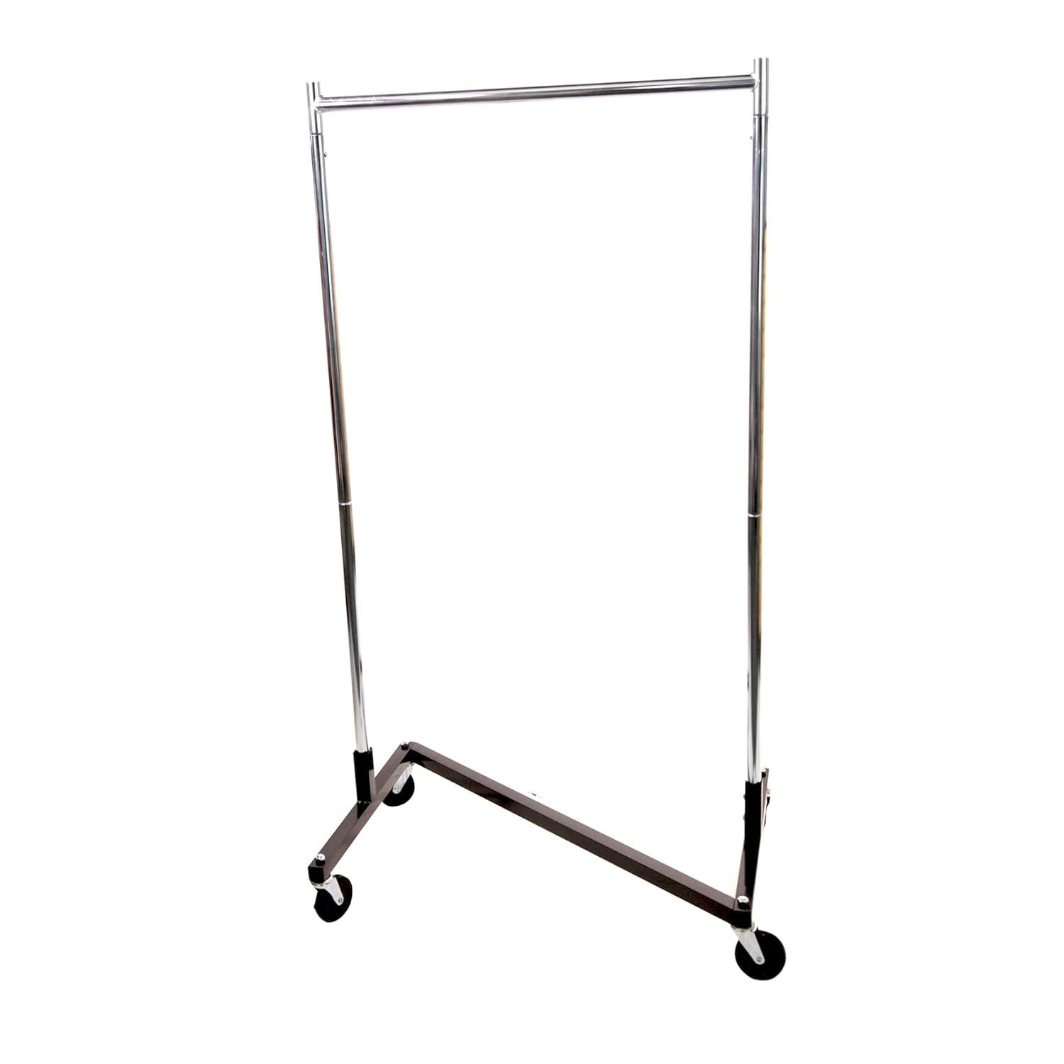 Compact Brushed Metal Industrial Clothing Rack with Wheels