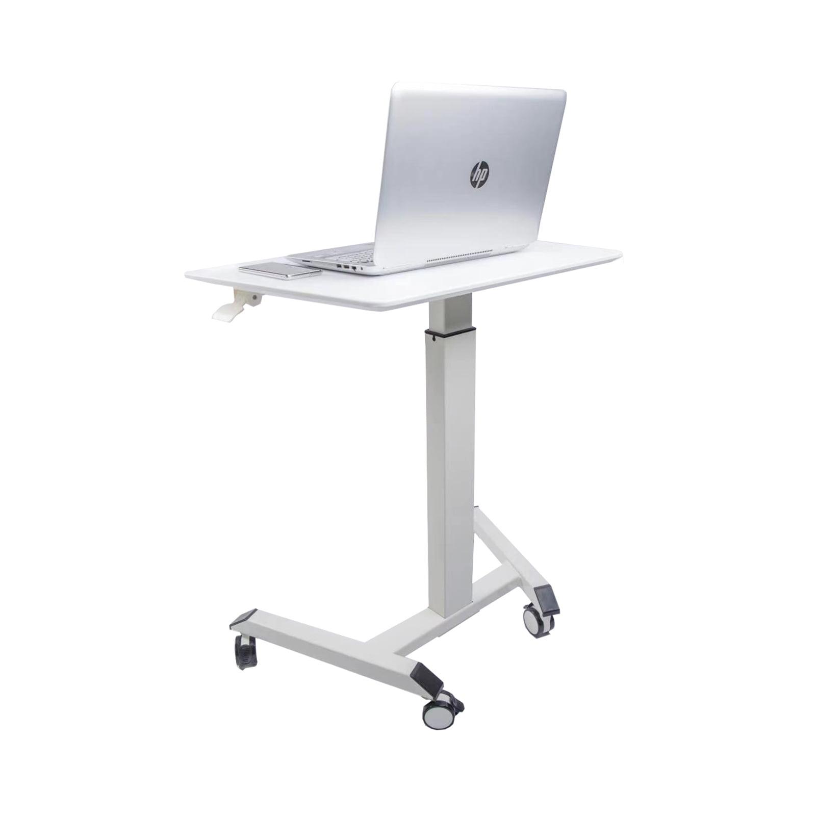 Small Mobile Rolling Standing Desk - Overbed Table, Teacher Podium with Wheels, Adjustable Work Table, Rolling Desk Laptop Computer Cart for Home, Office, Classroom